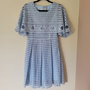 Luna Baby Blue crochet style overlay cape top dress